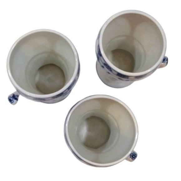 Vienna Woods Vintage Fine China Sundae/Soda Mugs‎ Blue White Onion Pattern Set 3 - Picture 5 of 11